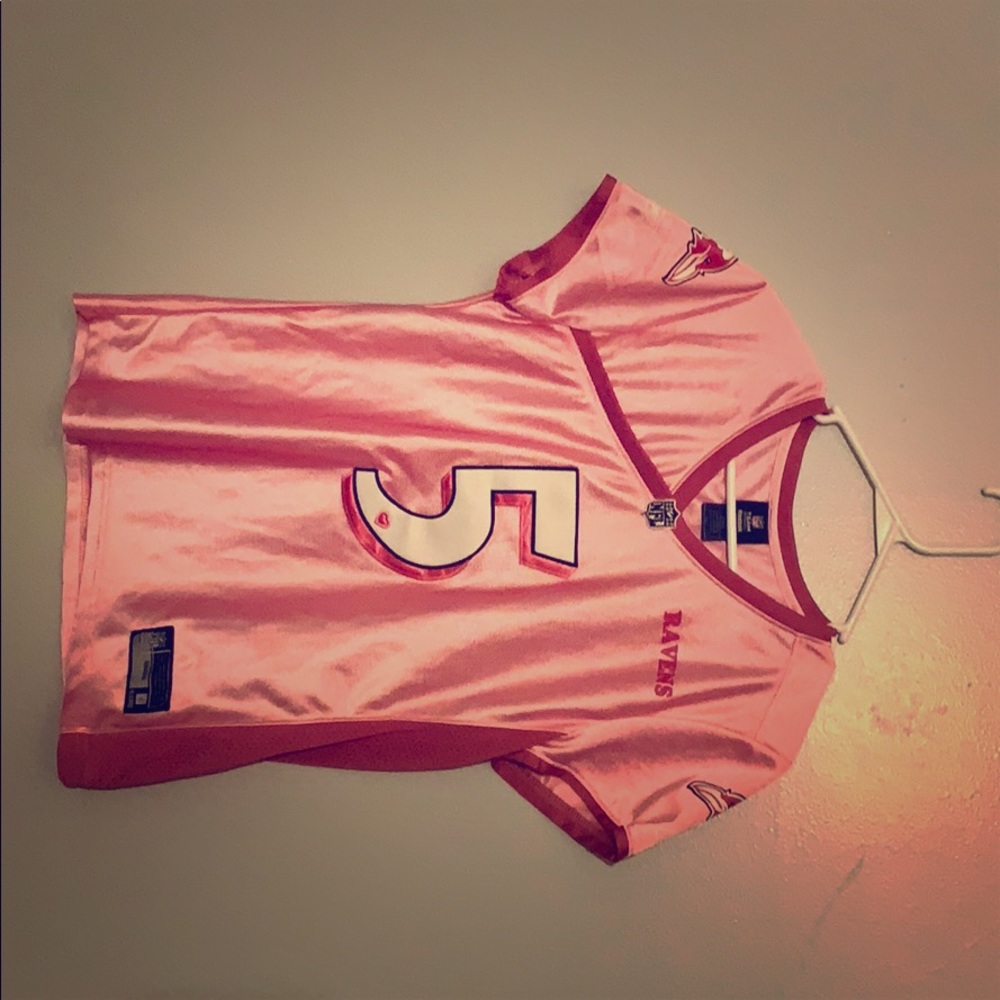 Ravens #5, pink Flacco jersey